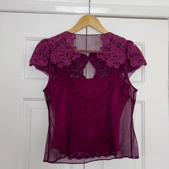 Karen Millen Purple Top Lace Overlay UK 12 - Picture 3 of 9